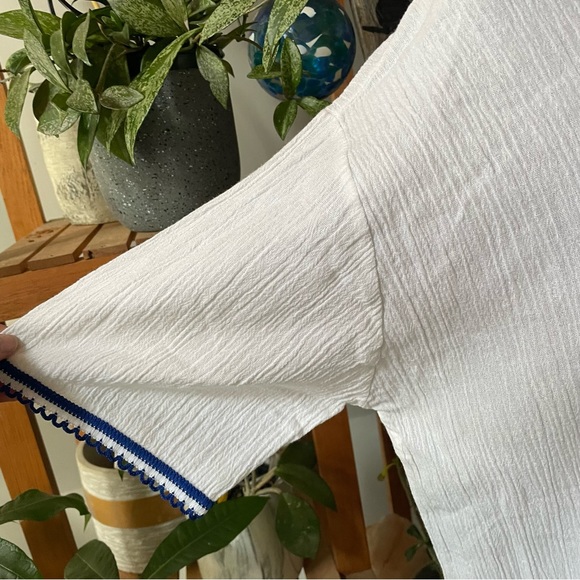 Made in Greece Boho Short Sleeve Cotton Blouse - Picture 6 of 9